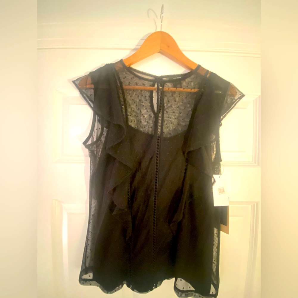 Elegant Black Sleeveless Sheer Overlay Top